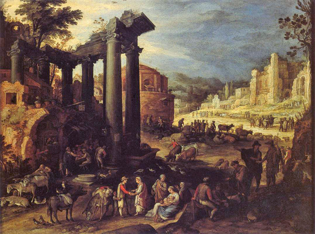 the campo vaccino with a gypsy woman reading a palm